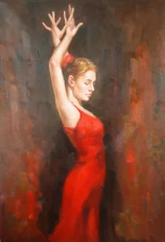 Nagykereskedelmi Ár Művész Kézzel festett Táncos Portré olajfestmény, Vászon Gyönyörű Hölgy Táncos olajfestmény Nappali