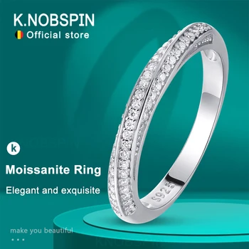 KNOBSPIN D VVS Eredeti Moissanite Gyűrűk, Nők, Férfiak, 1mm Labor Gyémánt Esküvői Örökkévalóság Zenekar Ékszerek s925 Sterling Ezüst Gyűrű
