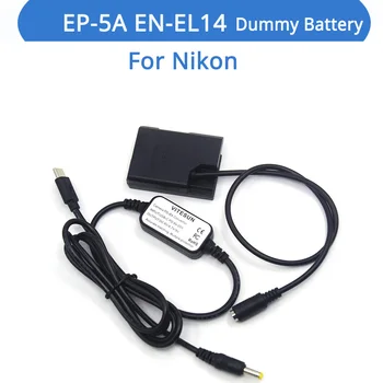 USB-C USB-PD Átalakító DC Kábel EP-5A Csatoló EN-EL14 Dummy Akkumulátor Nikon P7000 P7800 D5500 D5600 D3300 D3400 D5100 d5300 segítségével