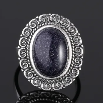 Varázsa 10x14MM Kék Homokkő Gyűrűk Női Ezüst Színű Ékszert, Gyűrűt, Vintage Jubileumi Party Ajándékok Nőknek