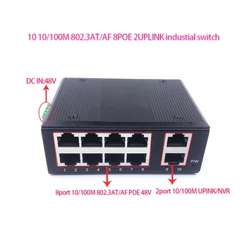 Standard protokoll 802.3 AF/A 48V POE KI/48V poe switch, 100 mbps 8port POE a 2port kapcsolat/NVR