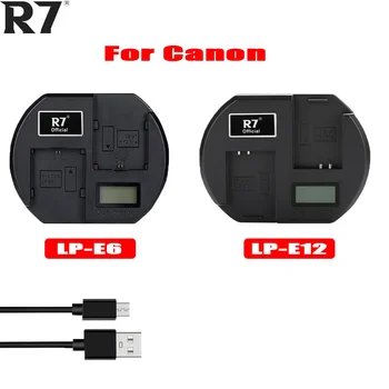 R7 Márka LP-E6 LP-E12 lp-e6 lp-e12 Újratölthető Akkumulátor Töltő LCD Kijelző Canon Fényképezőgép Akkumulátor, Akkumulátorok