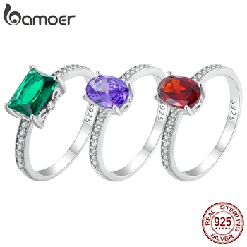 BAMOER Tanzanite Drágakő Gyűrű a Nők Tömör 925 Sterling Ezüst 3 Színben Gyűrű, Esküvői Eljegyzési Ékszert BSR460