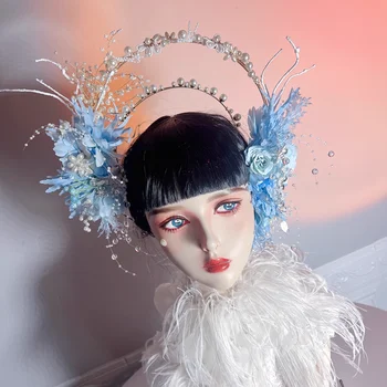 Tündér Tassel Hairband Kínai Fejdísz Nők Gyöngy Virág Fejpánt Fejdíszek Haj Karika Menyasszony Kiegészítők, Ékszerek