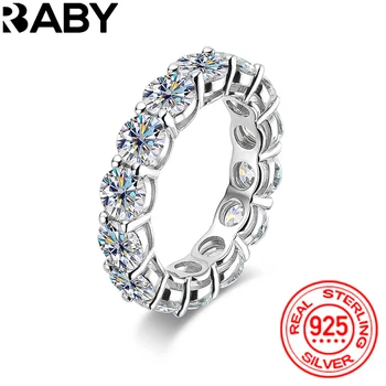 URBABY 2.2/7ct D a vvs1 3mm/5mm Minden Moissanite Gyűrű Női Férfi Esküvői Eljegyzési gyűrű Finom Ékszerek 925 Sterling Ezüst Gyűrű