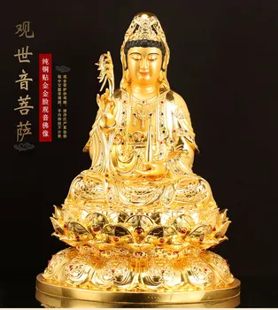 Kiváló minőségű BUDDHA-szobor HAZA BOLT Vállalat Hatékony áldás biztonsági egészséges, Jó szerencse, arany, aranyozott Guanyin bódhiszattva Istentisztelet