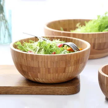 Gaya Jepang Besar Mangkuk Bambu Mie Dapur Bár Peralatan Makan Mangkuk Saláta Rumah Menggunakan Mangkuk Dapat