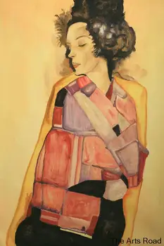 Fali Dekor Art Az Álmodozó (Gerti Schiele), 1911 Egon Schiele Absztrakt Falon Festmény, Kézzel festett 100% Magas Minőségű