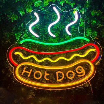 Hot-Dog Neon Fény Pizza Forma Neonok Szabott Neonreklám Lámpa, Klasszikus Lámpa Kézműves Bolt Dekor, Fali Lámpa Neon Felirat
