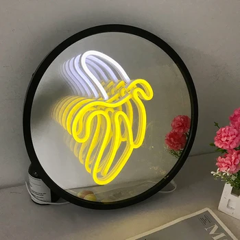 3D Magic Végtelen Tükör többrétegű Banán LED Neon Alá, Hogy Fel Tükör USB+elemes Room Decor Este Lámpa, Lámpák Ajándékok
