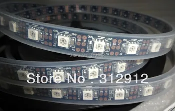 4m DC5V INK1003 led pixel szalag,IP68,60pcs 1002led(RGB 5050 a INK1003 IC)/M 60pixels;fekete NYÁK, a szilikon cső