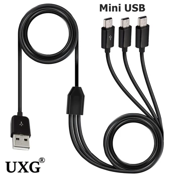1M USB Férfi 1 3 5pin Mini USB 3 az 1-ben mini usb-töltő kábel 1meter Gyors Töltés Mini USB Y Elosztó Kábel