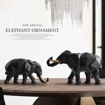 Elefánt figura 2/set gyanta a home office hotel dekoráció asztali állat modern kézműves India fehér Elefánt szobor, dekoráció