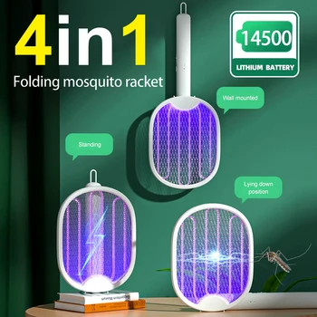 Összecsukható Elektromos Szúnyog Légycsapó Pat Repülni Csapda Usb Újratölthető Lila Fény Csapda Rovar Irtószer Anti-szúnyog Készülék