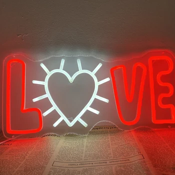 Egyéni Szerelmes Szív Neonreklám Kreatív Szív Szót Neon Led Hálószoba, Lakberendezés Falra Jel Ajándékok