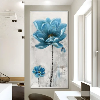 Kék Virág Fal A Vászon Haza Művészeti Kezét Kép Modern Vászon Alkotás Tanulmány Szoba Keret Nélküli, Kiváló Minőségű Virág Art Festmény