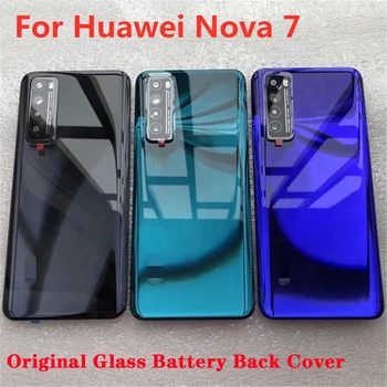 A Nova 7 Új, Eredeti Edzett Üveg Hátlap Huawei Nova 7 Alkatrészek Vissza Az Akkumulátorfedelet + Fényképezőgép Váz