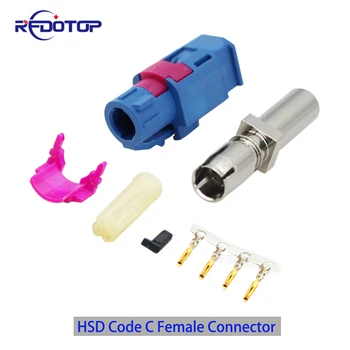 1db Kék Kód C Egyenesen Női Hullám Fakra HSD LVDS 4 Pin Csatlakozó 535 4-Core Koaxiális Kábel