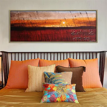 Kézzel festett Vászon, Olaj festmény, Fali Kép Nappali fali dekor art vászon festmény naplemente 0003