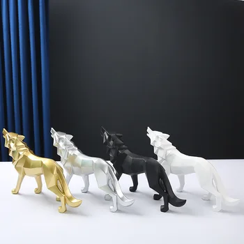 Farkas Műgyanta Szobor Dísztárgy Északi Állat Art Ajándék Haza nappaliban, Irodában farkas Kutya Szobor Modell Kézműves Asztal Dekoráció
