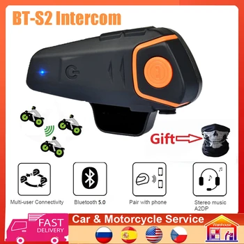 A BT-S2 Kaputelefon Motorkerékpár Interphone BT 3.0 FM MP3 Vízálló Sisak Kaputelefon Intercomunicador Fülhallgató