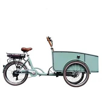Pedálos Elektromos Holland Felnőtt Tricikli Blue Szín Cargo Bike Utcán Árusító Kocsi Eladó Testre Szabható,