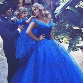Royal Kék Gyönyörű, V-nyakú Virág Lány Ruha Esküvői Estélyi Fél Gyerekek Hivatalos Hercegnő Junior Koszorúslány Ruha 2023