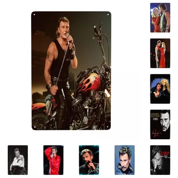 Johnny Hallyday Motorkerékpár Fém Adóazonosító Jel Téglalap Egyéni Francia Rock Énekes Jelek Emléktábla Bár, Kávézó, Étterem Wall Art Dekor