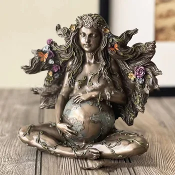 1db anyaföld-Szobor Gaia Tündér Pillangó Dekoratív Buddha-Szobrocska Istennő Gyógyító Csakra Meditáció Misztikus lakberendezés