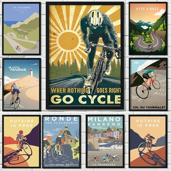 Sport Kerékpár Kerékpározás Szüreti Túra Tájkép Vászon Festmény Párizs Emlékmű Kerékpáros Poszter Wall Art Képek Nyomtatása Szoba Lakberendezés