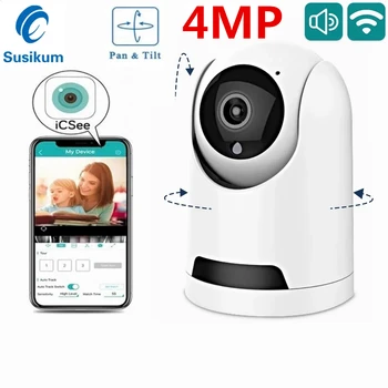 4MP ICSee Biztonsági Otthoni WIFI Kamera Két Módon Audio Színes éjjellátó Vezeték nélküli MINI Kamera Beltéri