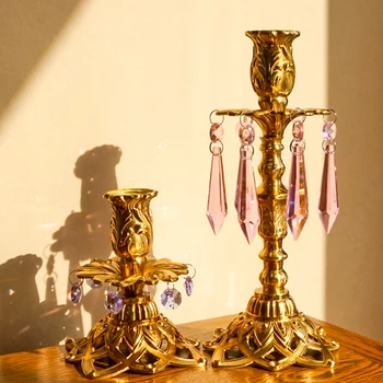 Arany, Tömjén gyertyatartók Vintage Táblázat Asztaldíszek Fém gyertyatartók Esztétika Portavelas Ház Dekoráció GPF40XP