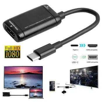 1db Fekete USB-C C-Típusú HDMI-kompatibilis Adapter USB 3.1 Kábel MHL Android Telefon, Tablet USB3.1 C-HDMI-kompatibilis Adapter