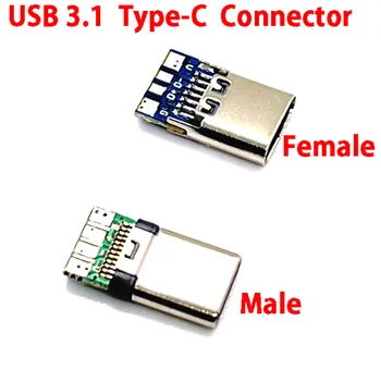 10DB USB 3.1 C-Típusú Csatlakozó 12 24 Csapok Női/Férfi Csatlakozó Aljzat Adapter kell Forrasztani a Drótot & Kábel 24 Csapok Támogatás PCB-Testület