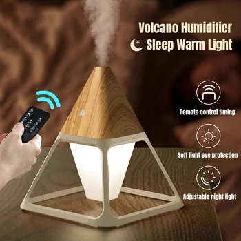 USB Fa, Gabona Vulkán Piramis Levegő Párásító Távirányító Aromaterápiás illóolaj Diffúzor Meleg Lámpa Aroma Difusor