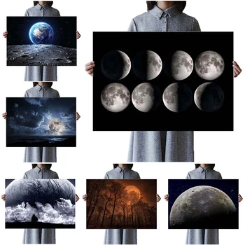 Univerzum Bolygó Táj Hold Fázis Falon Képek Nappali Skandináv Lakberendezés Poszter Wall Art Vászon Festményről Keretben