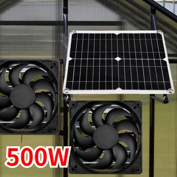 500W napelemekkel Hajtott Ventilátor 10 Centis Ventilátor Elszívó Kisállat, Baromfi Ház Üvegházhatású RV Tető 12V