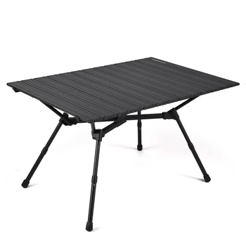 TOMSHOO Összecsukható Kemping Asztal Összecsukható Alumínium Tábor Asztal Hálós Kosár & Állítható Lábak Szabadtéri Piknik Kertben GRILLEZÉSI