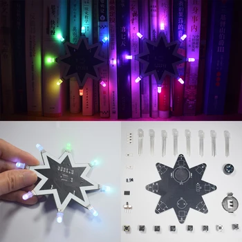 Színes LED Nyolcszögletű Csillag Alakú karácsonyfa Díszítés Music Box Elektronikus Orgona billentyűzet DIY Elektronika készletben