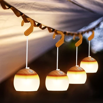 Mini Retro Kemping Lámpás USB Újratölthető Haning Horog Éjjeli Lámpa elemes Sátor, Asztal, Lámpa, Kültéri Sürgősségi