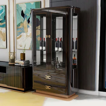 Modern, világos luxus bor kabinet, egyszerű, TV szekrény, oldalsó szekrény, nappali, olasz fény luxus dupla-ajtó magas bor kabin