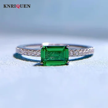 Varázsa 100% 925 Sterling Ezüst 4*6mm Smaragd Labor Gyémánt Gyűrű a Nők Drágakő Esküvői Buli, Finom Ékszerek Hölgy Születésnapi Ajándék