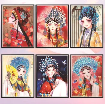 Új Érkezés Gyémánt Festmény - Hagyományos Kínai Opera Téma Nappali, Hálószoba Dekoráció 5D Teljes Gyakorlat,Cross Stitch