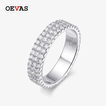 OEVAS 100% 925 Sterling Ezüst 4,5 MM Teljes Moissanite Gyémánt Gyűrű A Férfiak a Nők Csillogó Esküvői Zenekar Jó Pár Gyűrű Ékszer