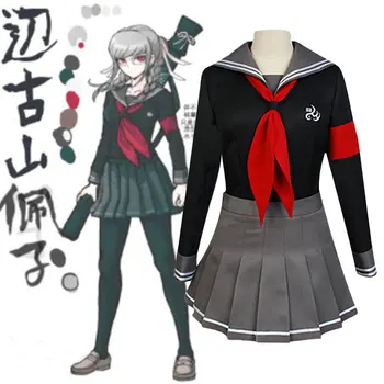 Új Danganronpa V3 Cosplay jelmezek Peko Pekoyama egységes Kabát / Szoknya / döntetlen / Zokni jelmez női Anime cosplay