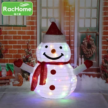 A szabadban Dísz Lámpa Kert Karácsonyi Hóember LED Lámpás Kerti Összecsukható Hóember Lámpás Összecsukható Ruhával Hóember lámpák Solar lig