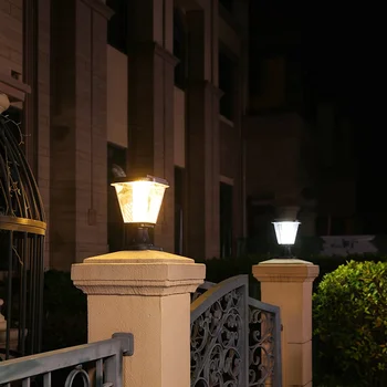 LED Solar Pillér Fény Modern-Vízálló-Kültéri Teraszon Kapu Lámpa Éjszakai Lámpa Kert Kerítés Dekoráció Fény Vezérlő Pillér Lámpa