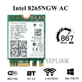 Intel Wifi Kártya AC8265 8265NGW 867Mbps kétsávos, 2,4 G/5 ghz-es Wifi+Bluetooth4.2 NGFF M. 2 802.11 ac 2x2 MU-WIFI Kártya MIMO