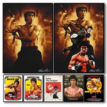 Bruce Lee Poszter Harcművészeti Poszter Esztétika Kung Fu Film, Vászon Festmény A Falon Művészeti Freskó Szoba Dekoráció, Otthon Dekoráció