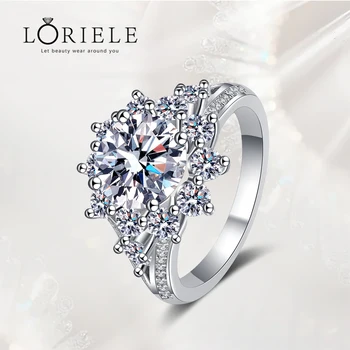 LORIELE 3ct Luxus Moissanite Gyűrű a Nők Eljegyzési Gyűrű 100% S925 Sterling Ezüst, Platina Bevonatú Esküvői Ígéret Zenekar GRA